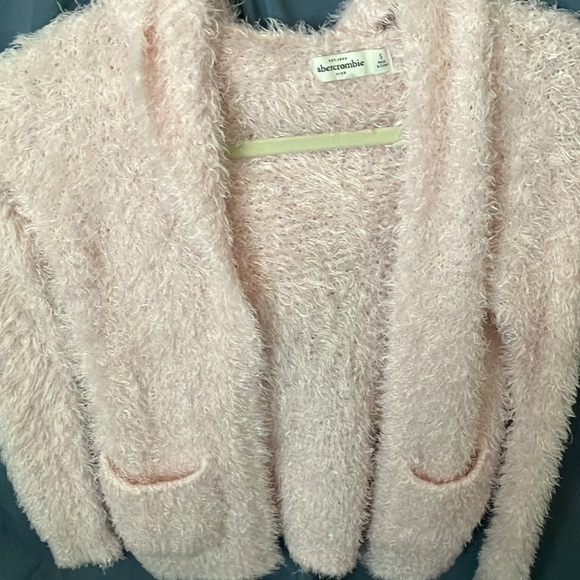 Abercrombie Kids: Pink fuzzy Sweater with metallic thread-hoodie- Girls Small - Picture 6 of 16
